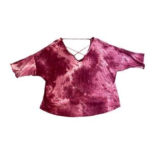 L&B Pink Tie Dye Top with Criss Cross Detail in Front Size 2X